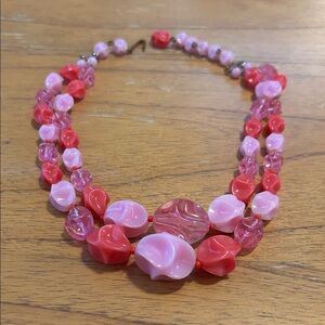 VINTAGE GERMANY stamped Pink and Beaded Necklace